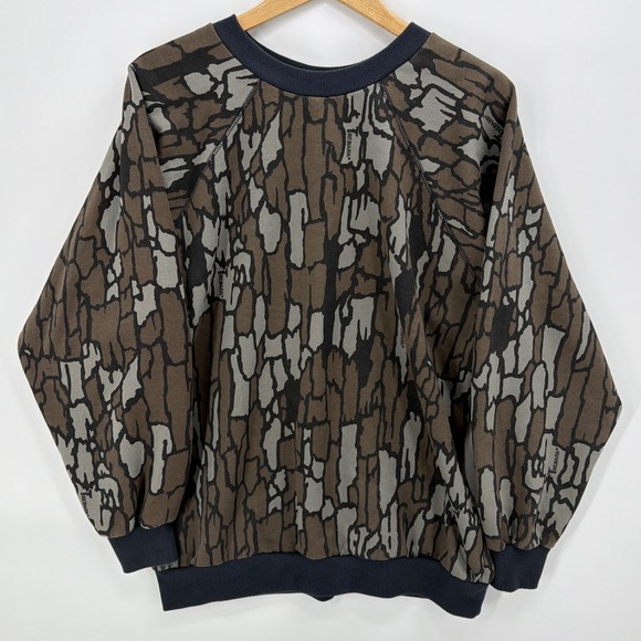 Vintage Camo Sweatshirt XL Trebark Liberty Pullover Y2K Retro Made USA Treebark